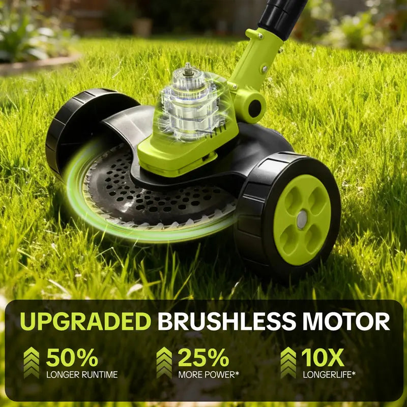 SEESE Cordless Electric Weed Wacker with 2 Batteries, 3-in-1 Grass Trimmer, Brush Cutter & Lawn Edger, Adjustable Telescopic Handle