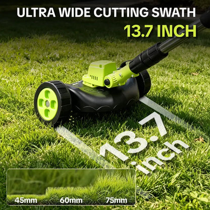 SEESE Cordless Electric Weed Wacker with 2 Batteries, 3-in-1 Grass Trimmer, Brush Cutter & Lawn Edger, Adjustable Telescopic Handle